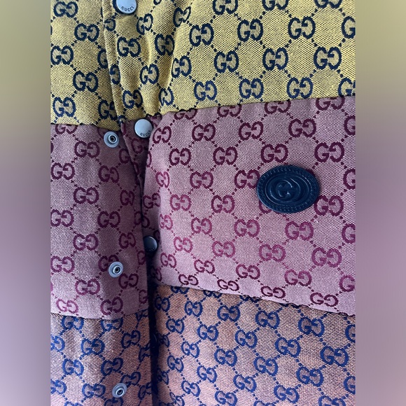 Gucci $2600 GG Logo Jacquard Cotton Canvas Down Multicolor Colorblock Vest 46 - Picture 9 of 14